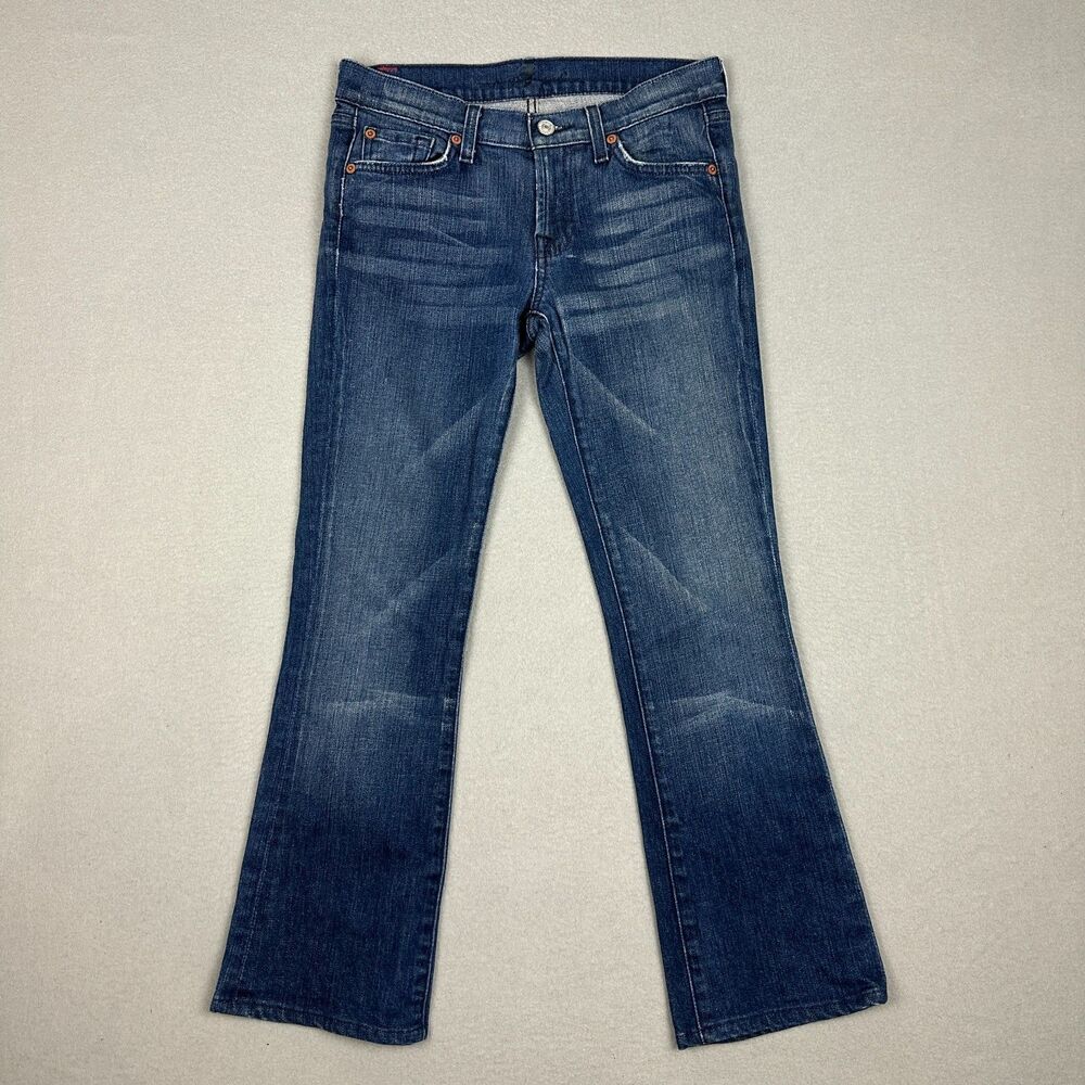 7 For All Mankind Womens Size 26 Bootcut Jeans Medium Wash Blue Denim Low Rise